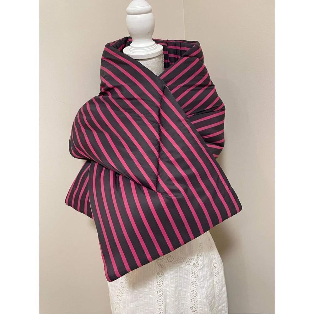 New Anthropologie Striped Puffer Scarf Size One Size - Picture 4 of 8